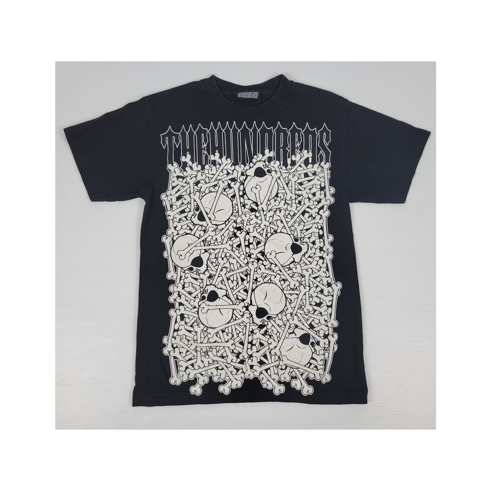 The Hundreds Mens Small Black‎ Bone Pile Skeleton Skulls Grunge Graphic Shirt